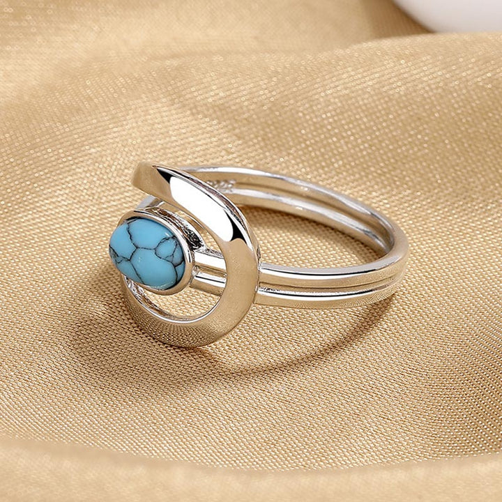 Olivenorma Stainless Steel Vintage Blue Turquoise Ring