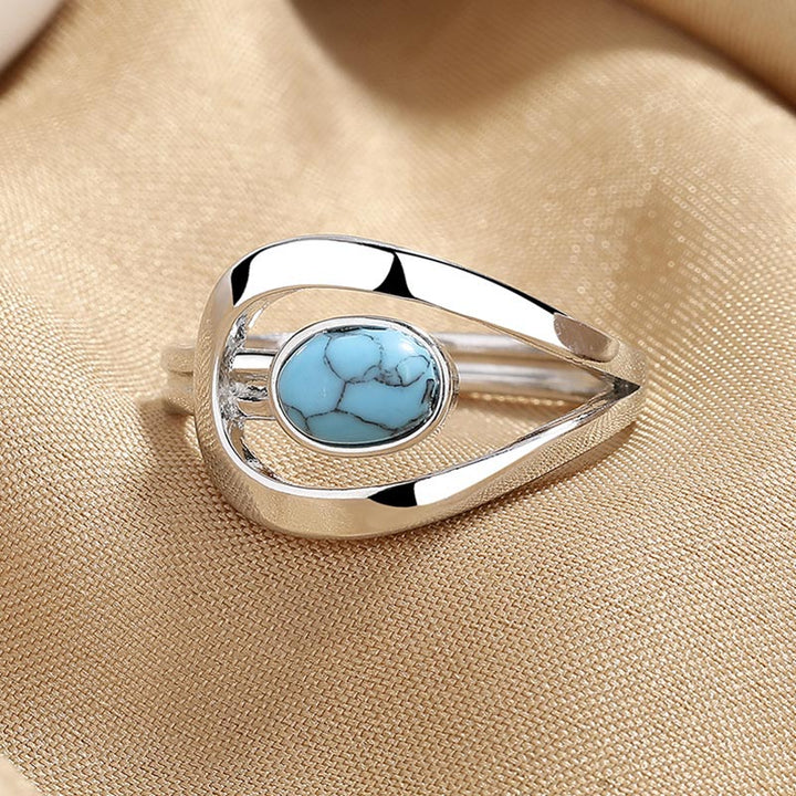 Olivenorma Stainless Steel Vintage Blue Turquoise Ring