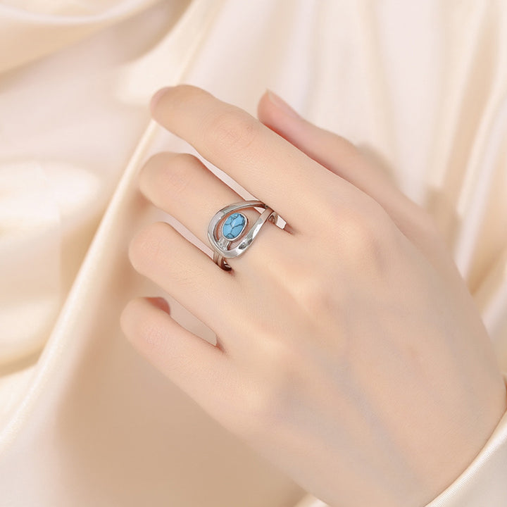 Olivenorma Stainless Steel Vintage Blue Turquoise Ring