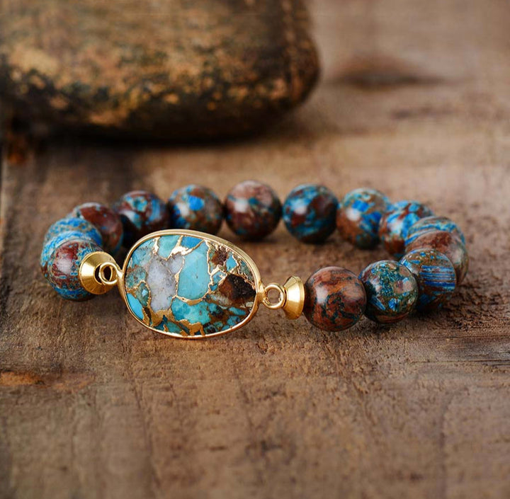 Olivenorma Natural Oyster Turquoise Healing Gemstone Bracelet
