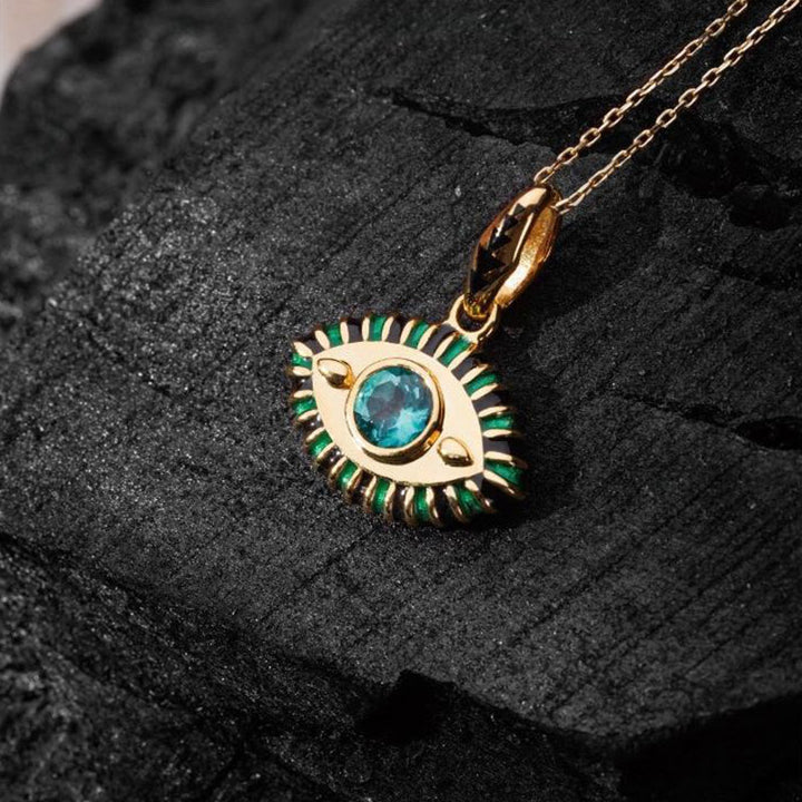 Olivenorma Titanium Steel Gemstone Devil's Eye Necklace