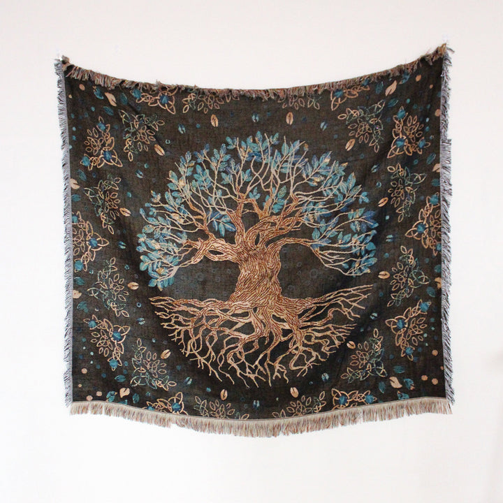 Olivenorma Tree Of Life Bohemian Fringed Woven Tapestry Blanket