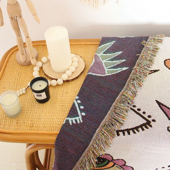 Olivenorma Evil Eye Woven Throw Tassel Blanket