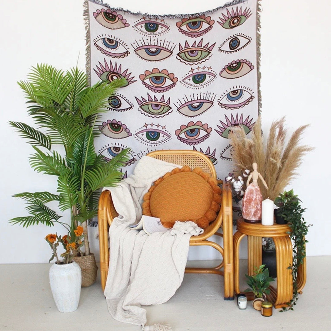 Olivenorma Evil Eye Woven Throw Tassel Blanket