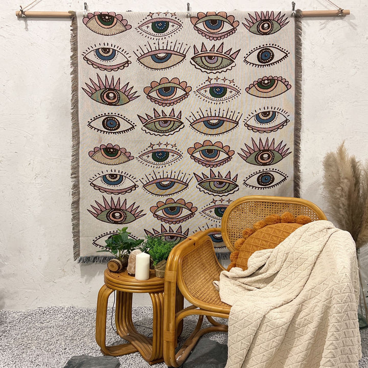 Olivenorma Evil Eye Woven Throw Tassel Blanket