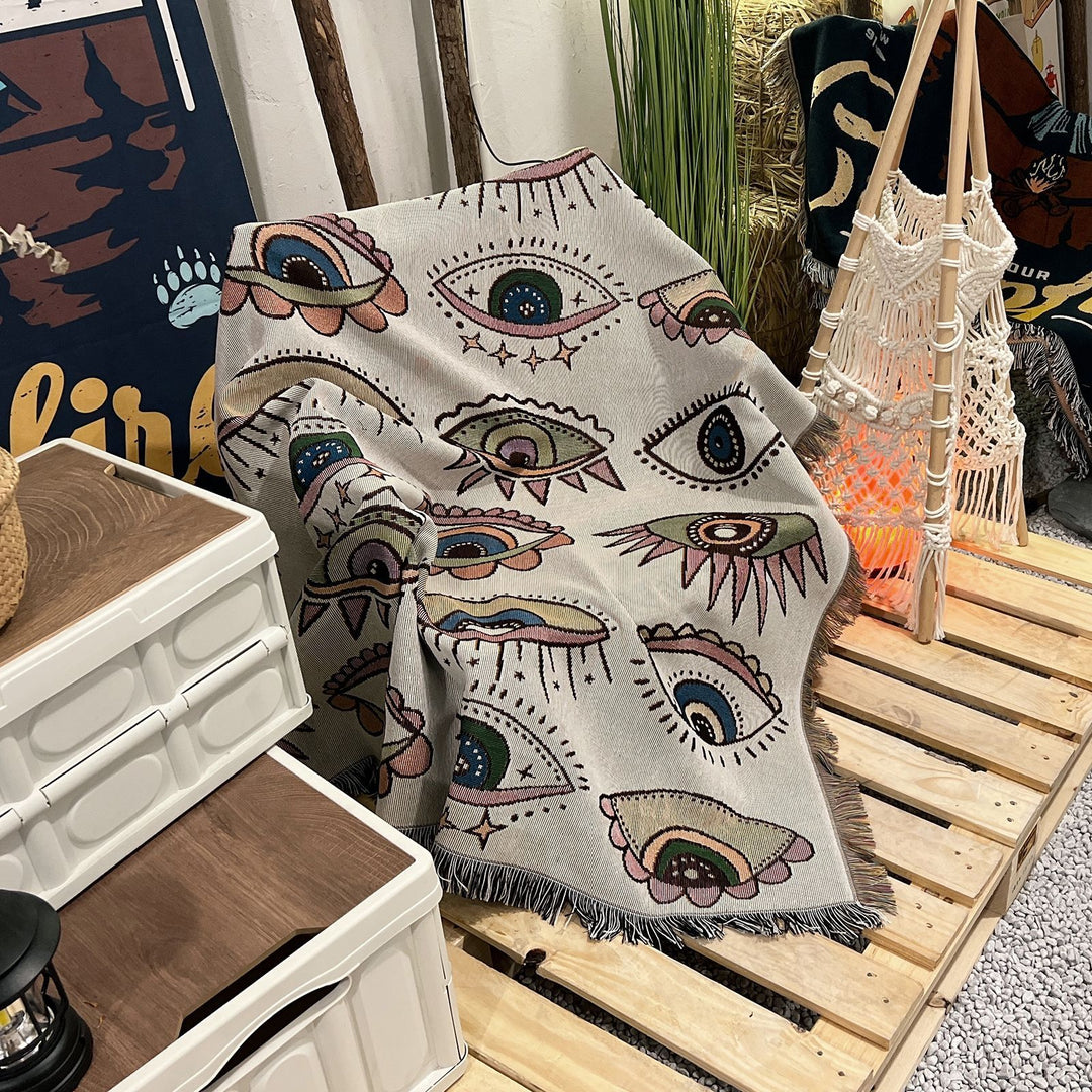 Olivenorma Evil Eye Woven Throw Tassel Blanket