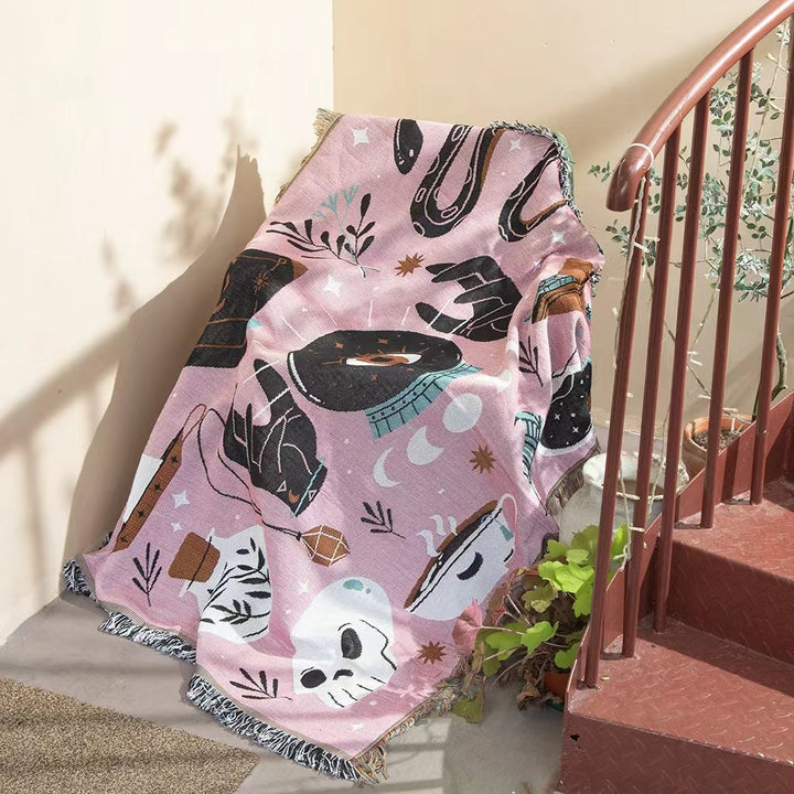 Olivenorma Tarot Magic Eye Pink Woven Blanket
