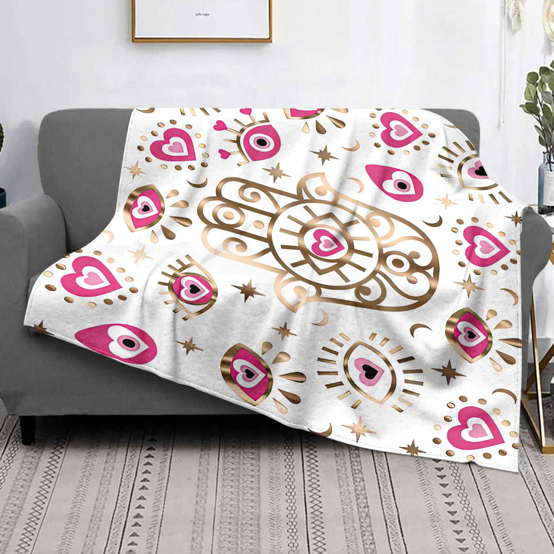 Olivenorma Evil Eye Hamsa 3D Digital Print Flannel Blanket