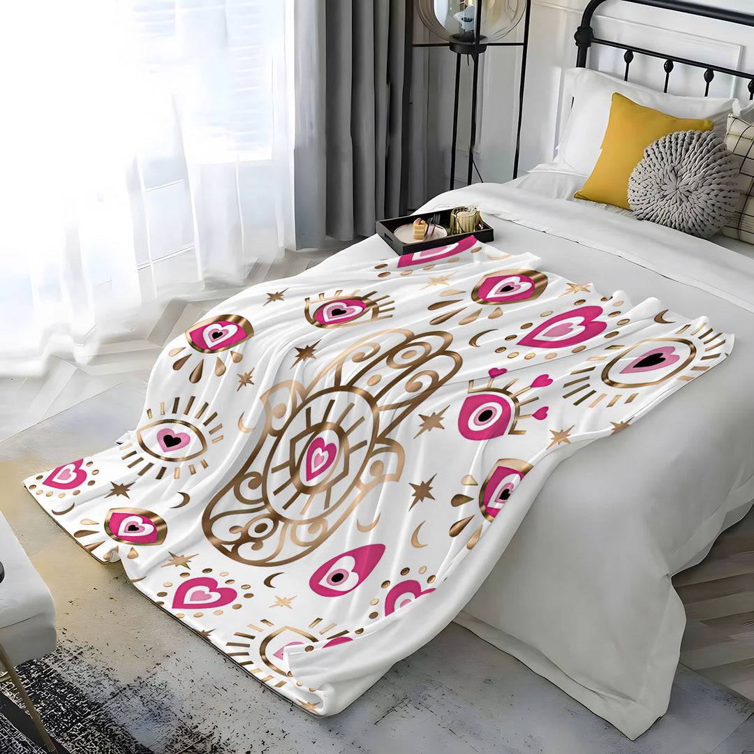 Olivenorma Evil Eye Hamsa 3D Digital Print Flannel Blanket