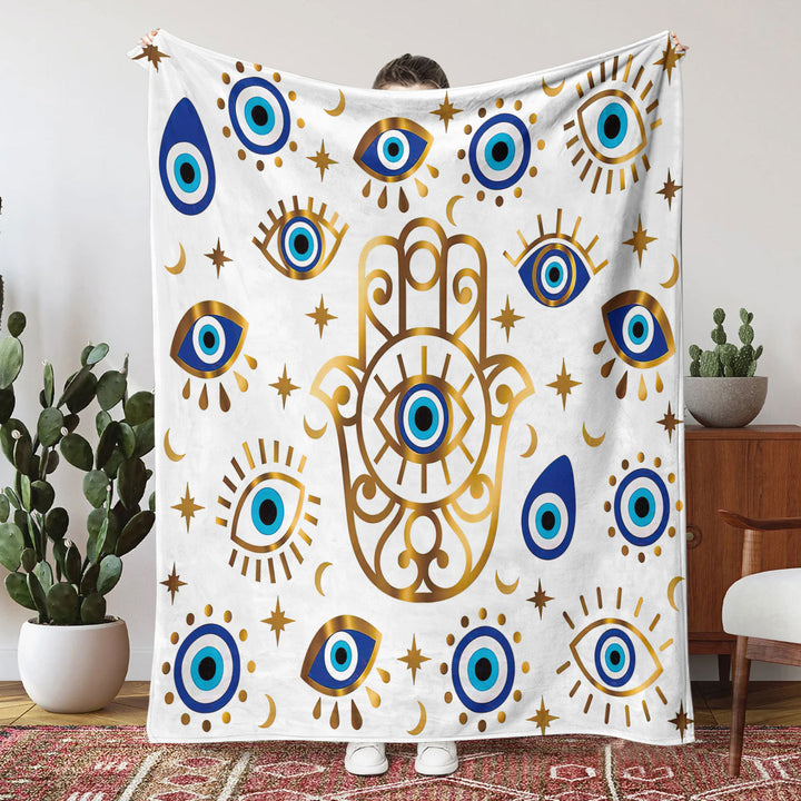 Olivenorma Evil Eye Hamsa 3D Digital Print Flannel Blanket