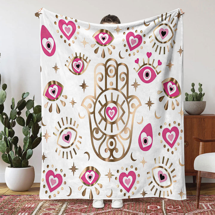 Olivenorma Evil Eye Hamsa 3D Digital Print Flannel Blanket