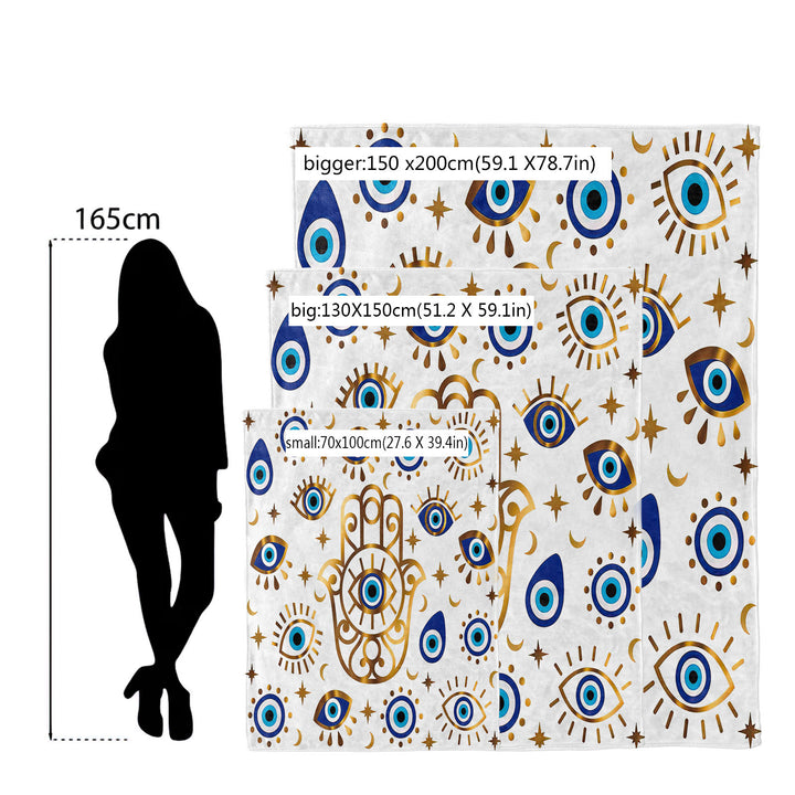 Olivenorma Evil Eye Hamsa 3D Digital Print Flannel Blanket