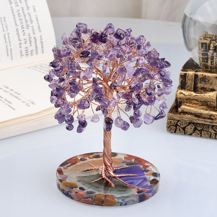 Olivenorma Round Agate Piece Base Healing Crystal Feng Shui Tree