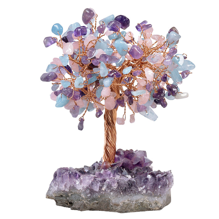 Olivenorma Natural Amethyst Flower Irregular Base Feng Shui Tree