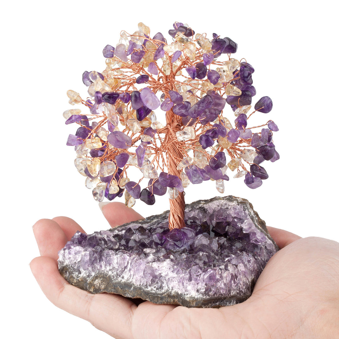 Olivenorma Natural Amethyst Flower Irregular Base Feng Shui Tree