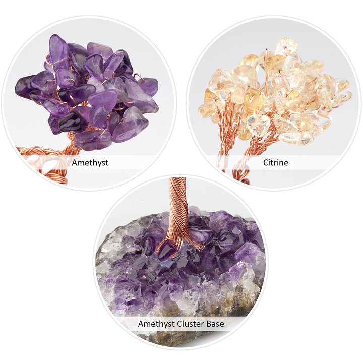 Olivenorma Natural Amethyst Flower Irregular Base Feng Shui Tree