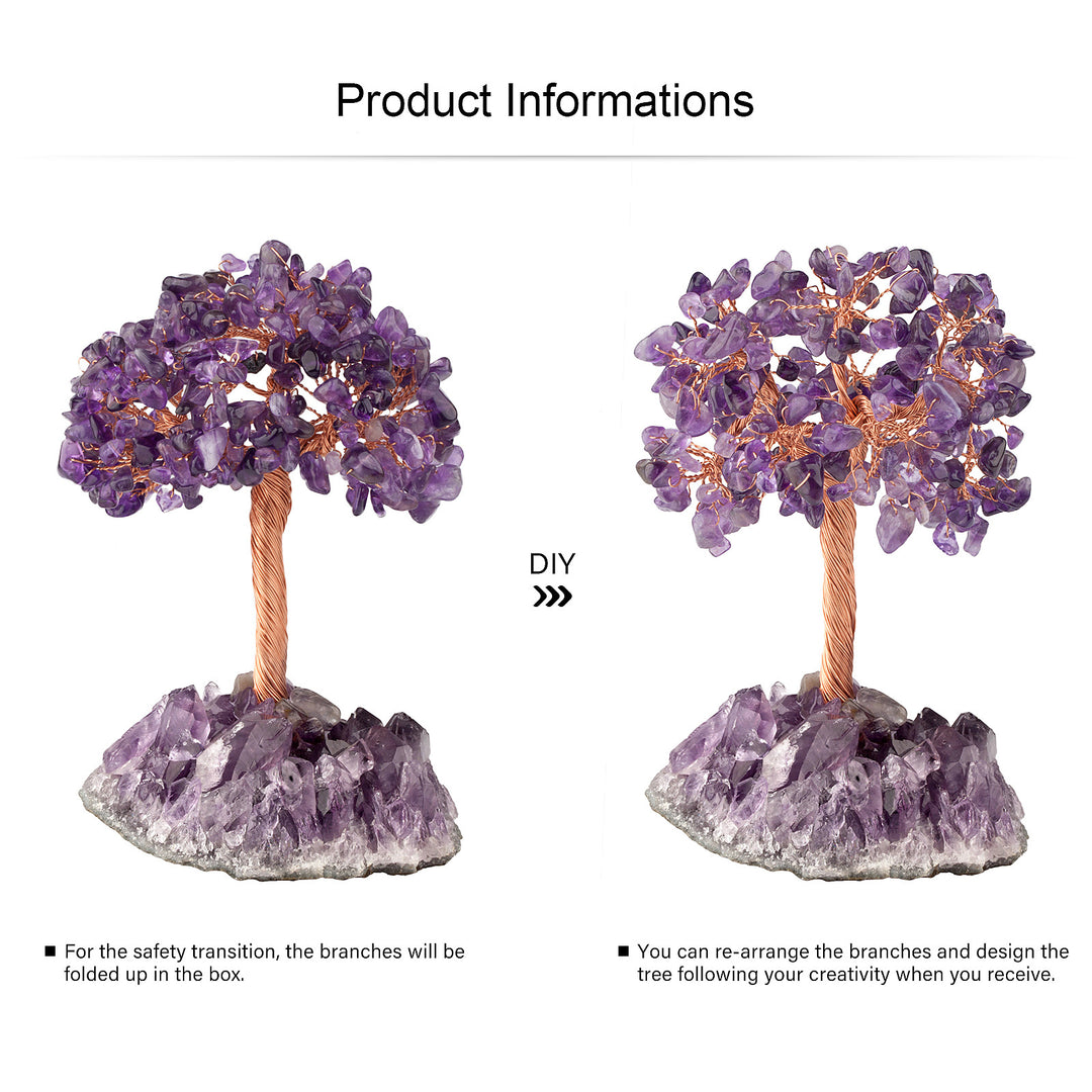 Olivenorma Natural Amethyst Flower Irregular Base Feng Shui Tree