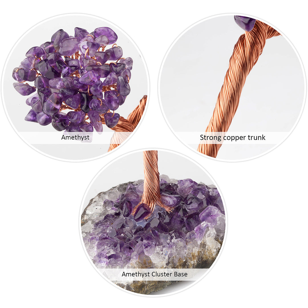 Olivenorma Natural Amethyst Flower Irregular Base Feng Shui Tree