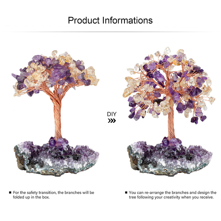 Olivenorma Natural Amethyst Flower Irregular Base Feng Shui Tree