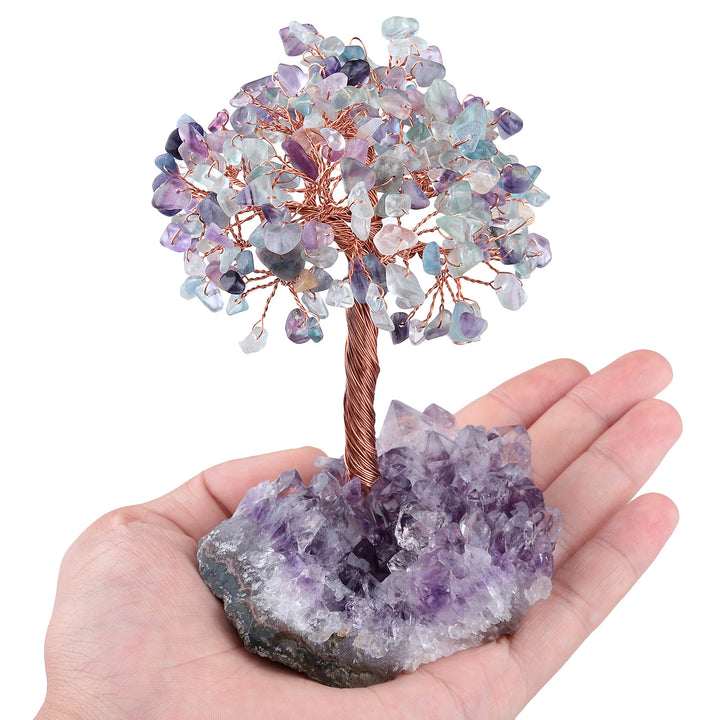 Olivenorma Natural Amethyst Flower Irregular Base Feng Shui Tree