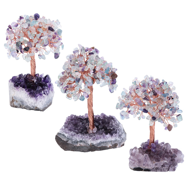 Olivenorma Natural Amethyst Flower Irregular Base Feng Shui Tree