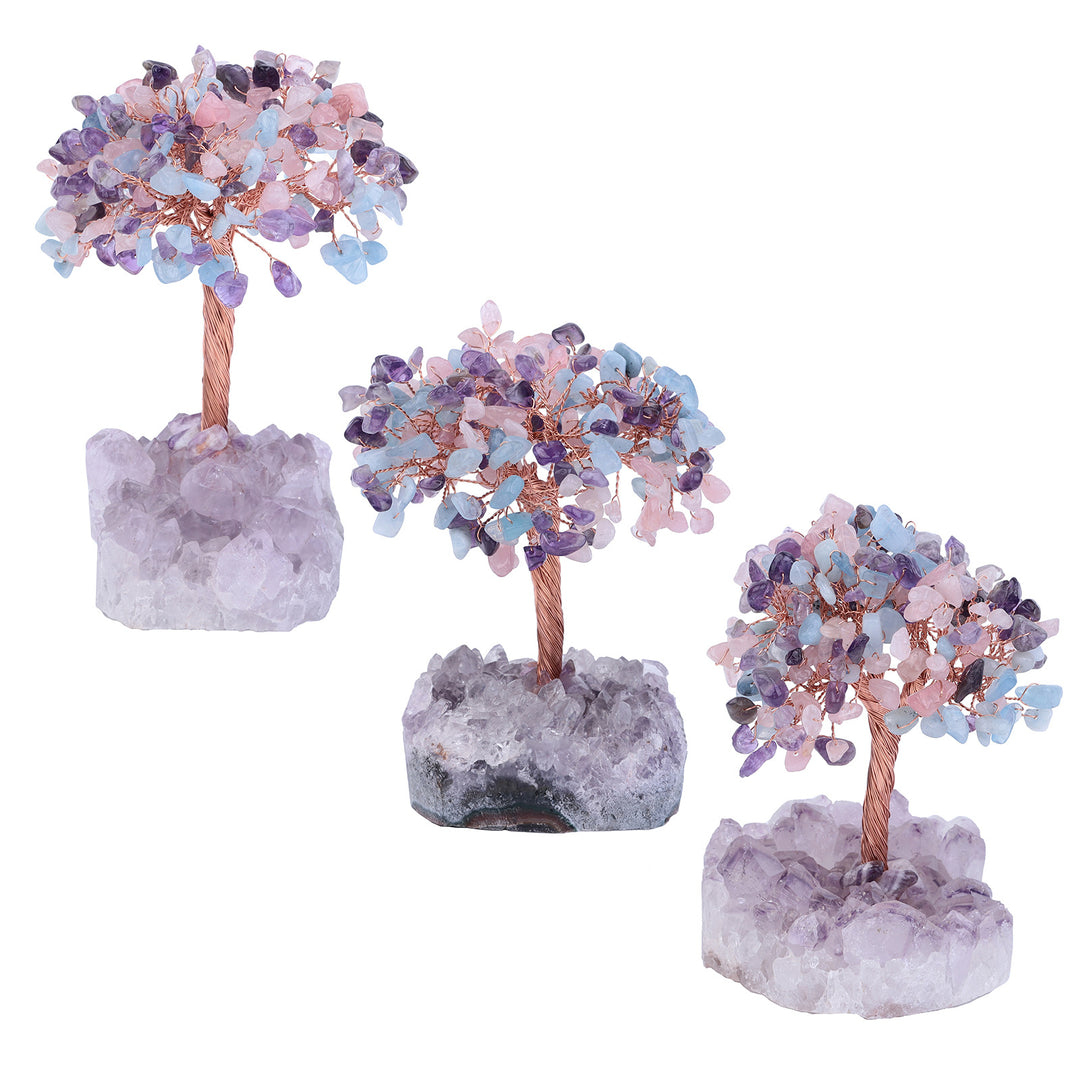 Olivenorma Natural Amethyst Flower Irregular Base Feng Shui Tree