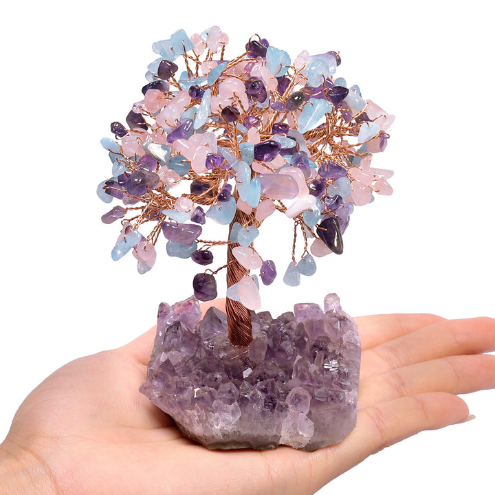 Olivenorma Natural Amethyst Flower Irregular Base Feng Shui Tree