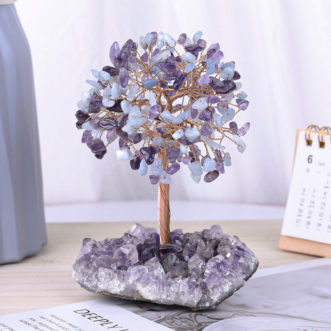 Olivenorma Natural Amethyst Flower Irregular Base Feng Shui Tree