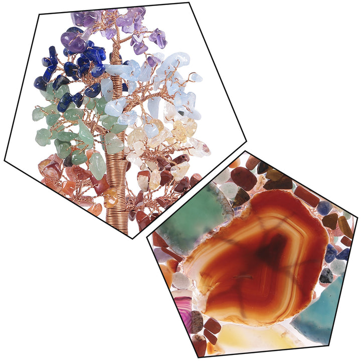 Olivenorma Colored Agate Square Base Feng Shui Tree