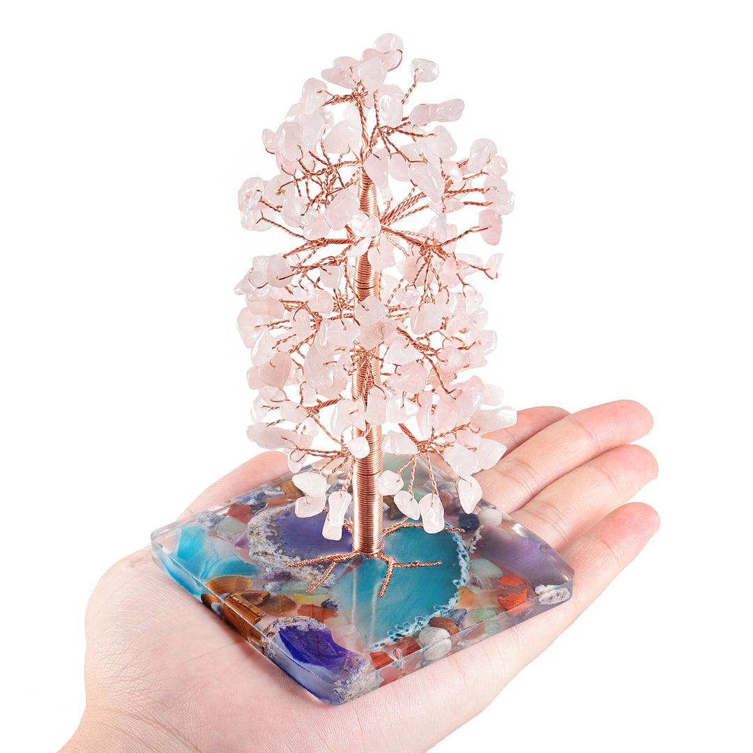 Olivenorma Colored Agate Square Base Feng Shui Tree