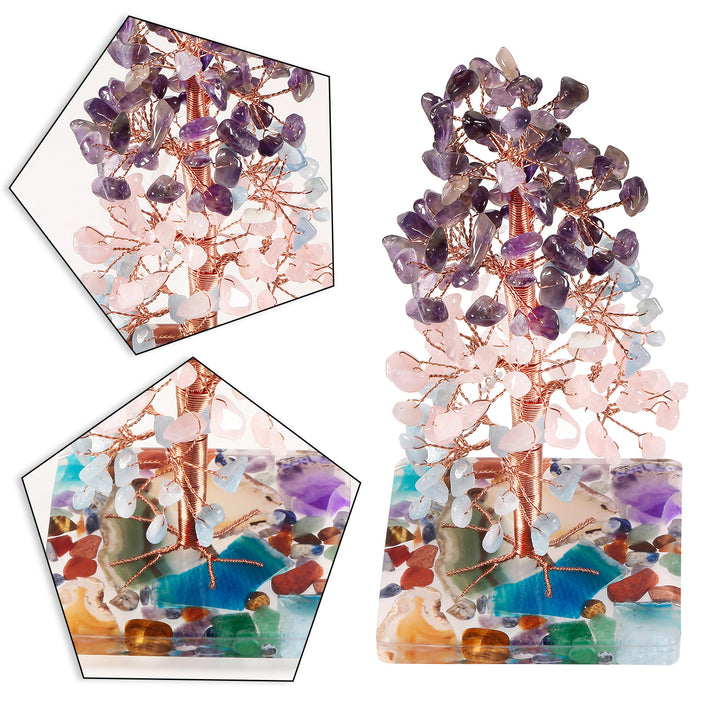 Olivenorma Colored Agate Square Base Feng Shui Tree