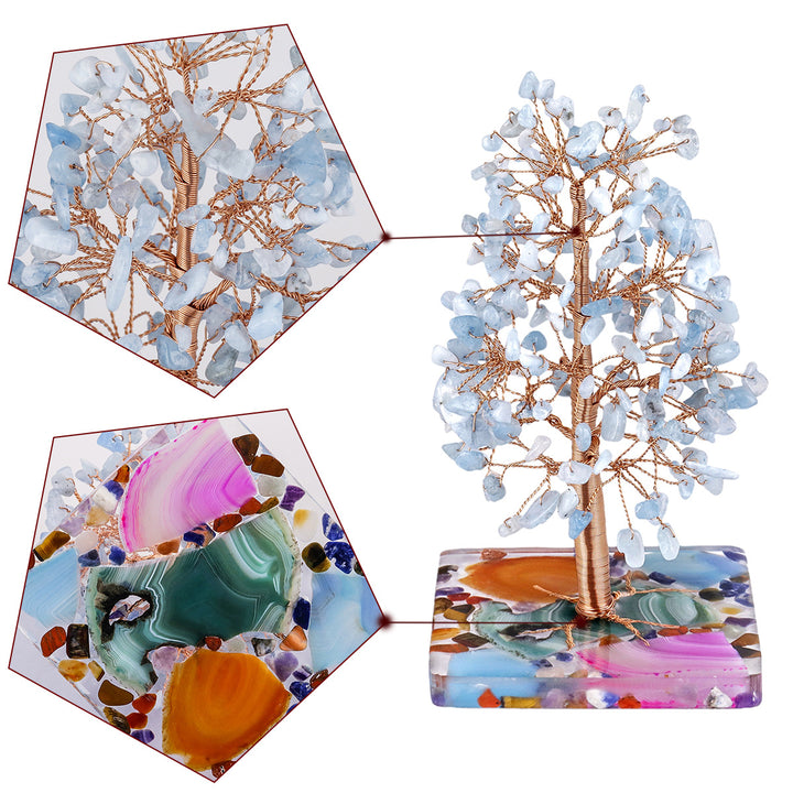 Olivenorma Colored Agate Square Base Feng Shui Tree