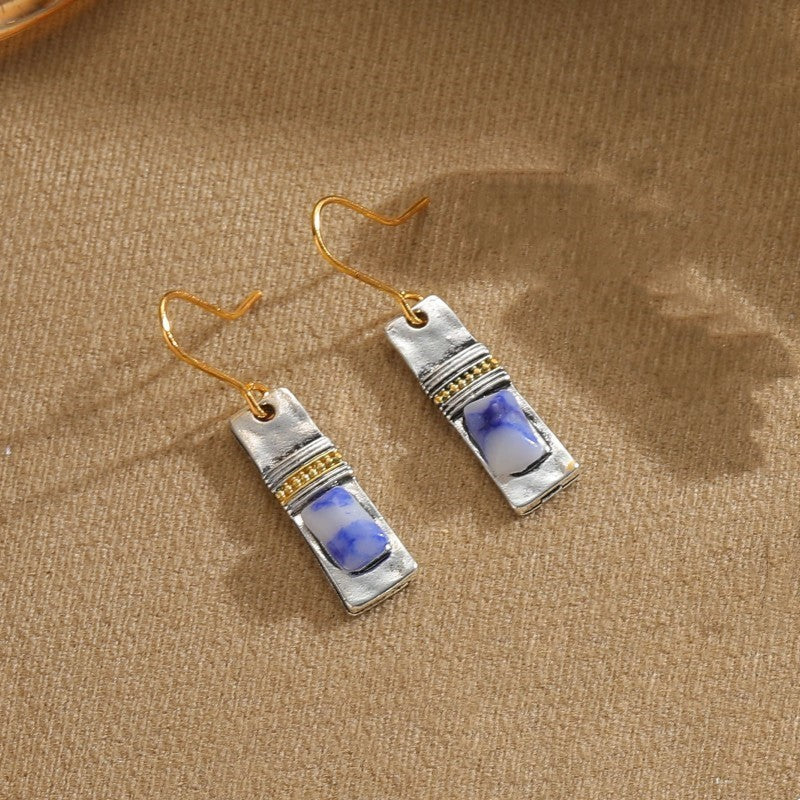 Olivenorma Vintage Bohemian Blue Moonstone Earrings