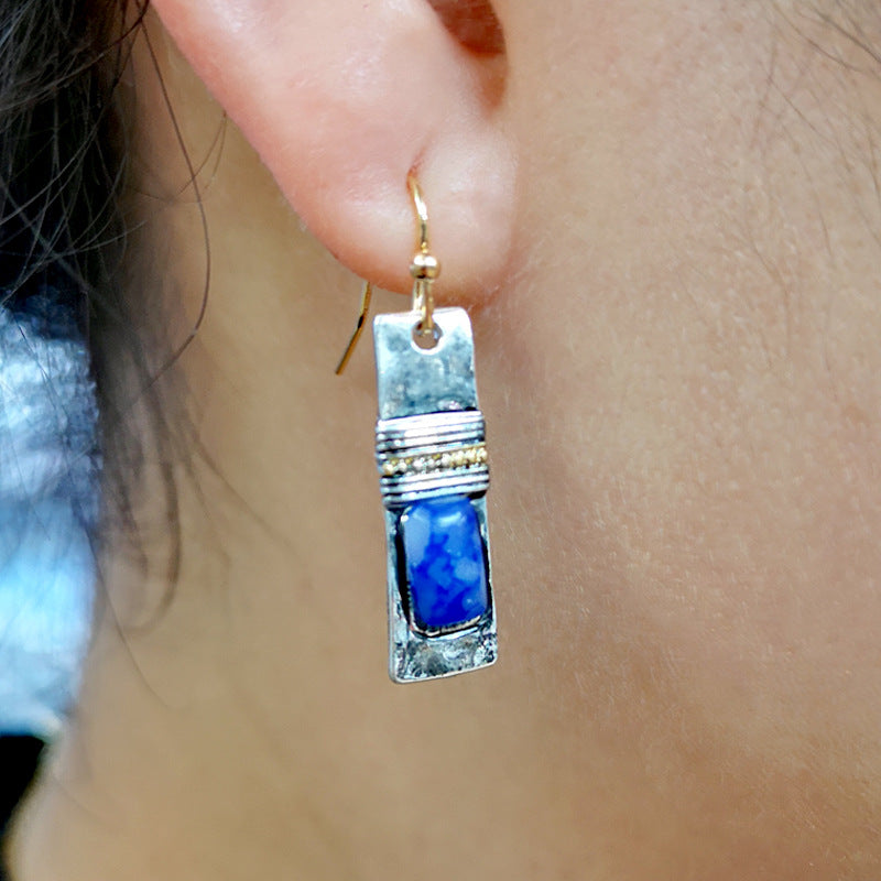 Olivenorma Vintage Bohemian Blue Moonstone Earrings