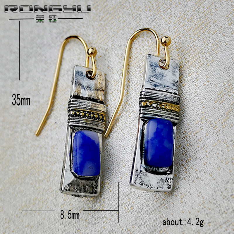 Olivenorma Vintage Bohemian Blue Moonstone Earrings
