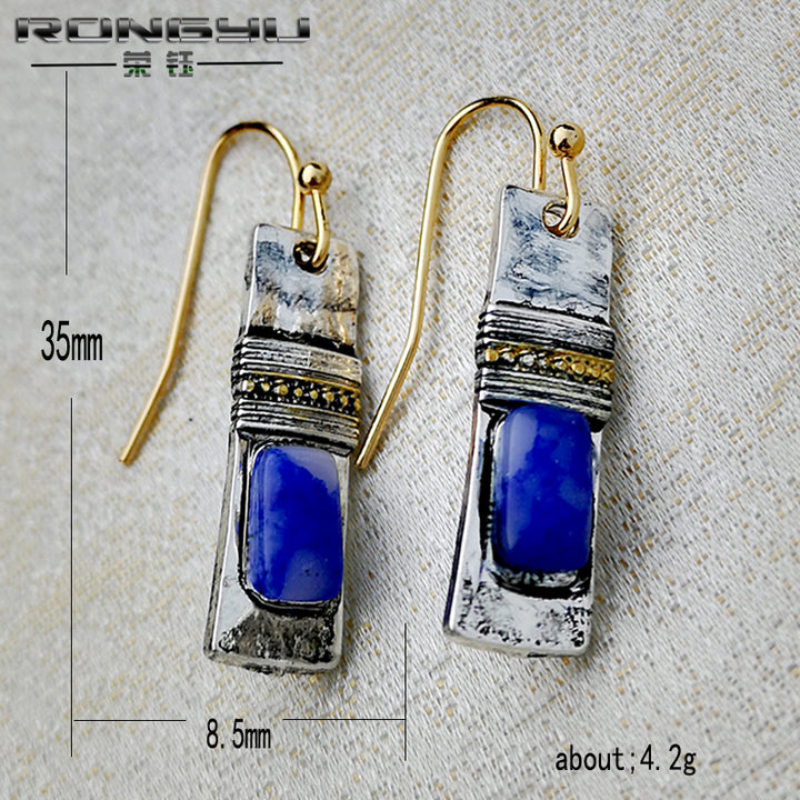 Olivenorma Vintage Bohemian Blue Moonstone Earrings