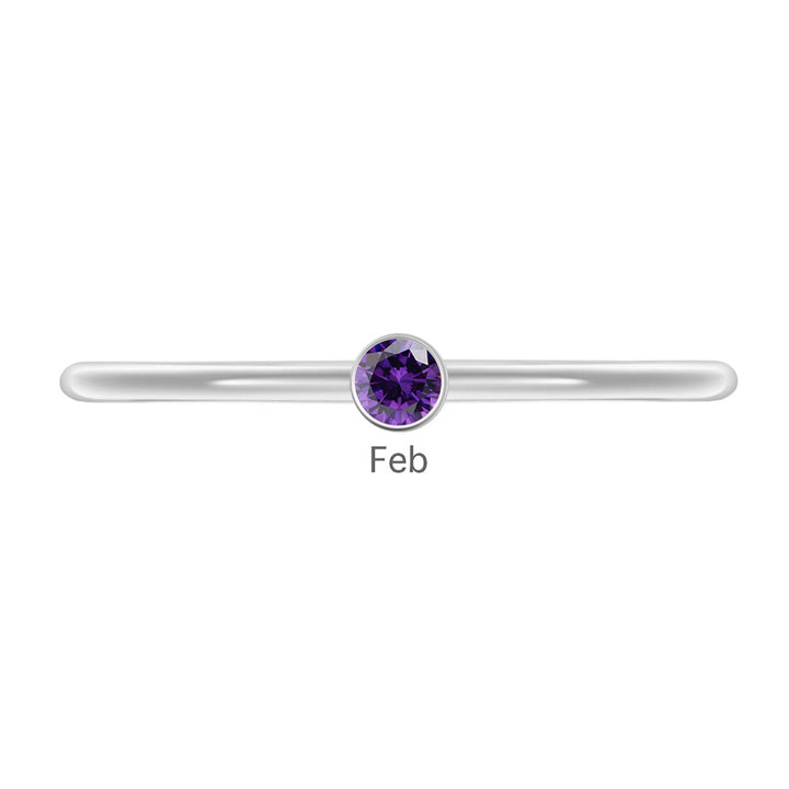 Olivenorma Birthstone Stacking Stainless Steel Thin Ring - 10 - Silver - February-Amethyst - image 6