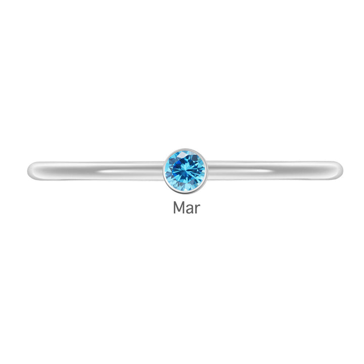 Olivenorma Birthstone Stacking Stainless Steel Thin Ring - 10 - Silver - March-Aquamarine - image 10