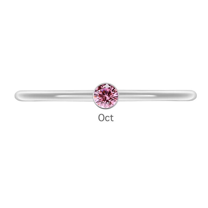 Olivenorma Birthstone Stacking Stainless Steel Thin Ring - 10 - Silver - October-Tourmaline - image 38