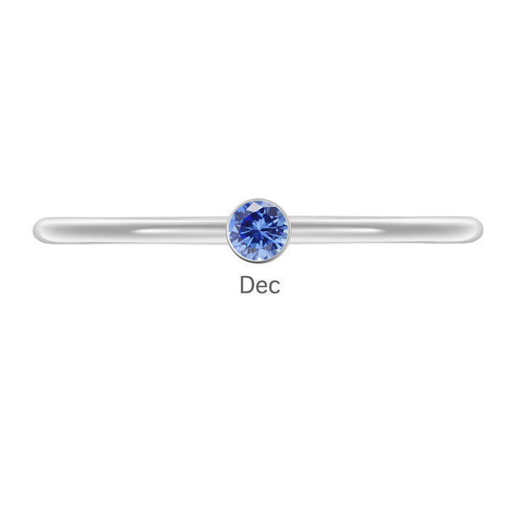 Olivenorma Birthstone Stacking Stainless Steel Thin Ring - 10 - Silver - December-Blue Zircon - image 46
