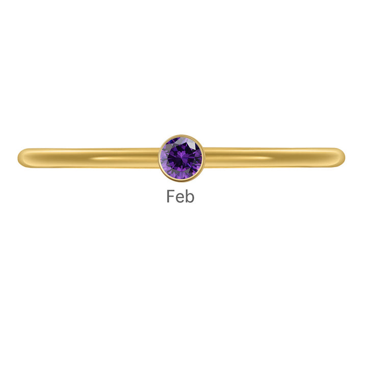 Olivenorma Birthstone Stacking Stainless Steel Thin Ring - 10 - Golden - February-Amethyst - image 7