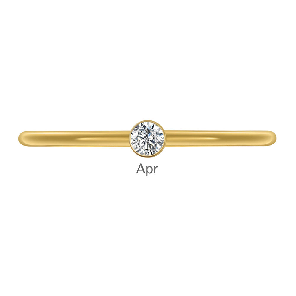 Olivenorma Birthstone Stacking Stainless Steel Thin Ring - 10 - Golden - April-Simulated Diamond - image 15