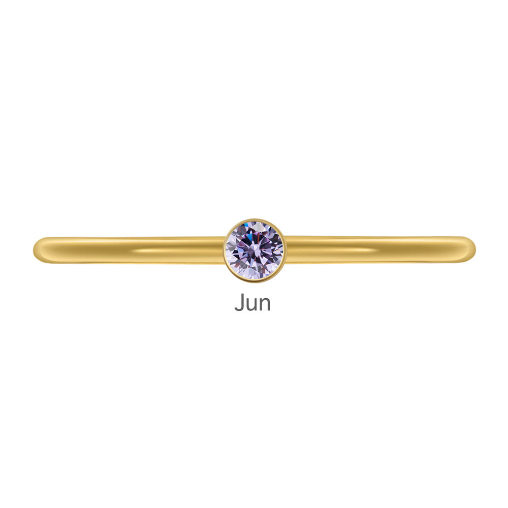 Olivenorma Birthstone Stacking Stainless Steel Thin Ring - 10 - Golden - June-Alexandrite - image 23