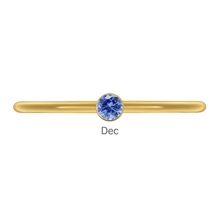 Olivenorma Birthstone Stacking Stainless Steel Thin Ring - 10 - Golden - December-Blue Zircon - image 47