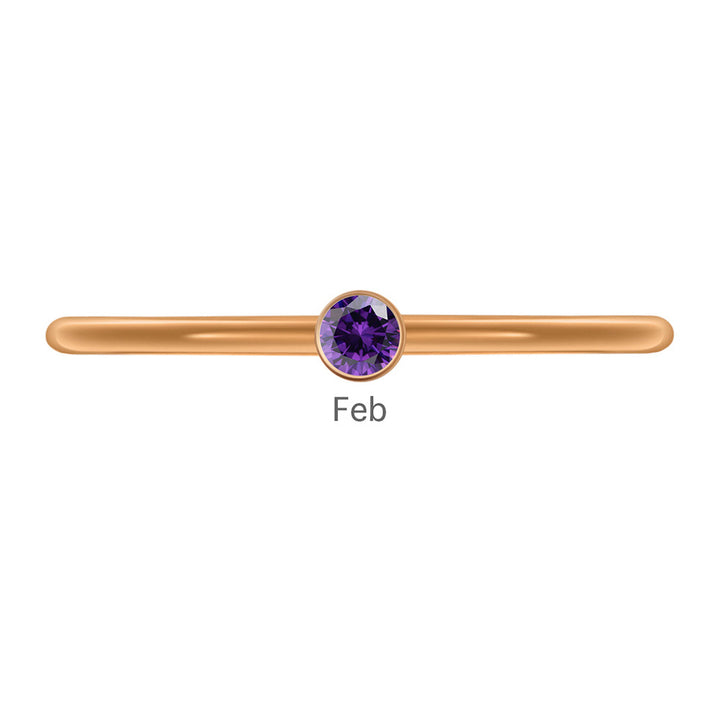 Olivenorma Birthstone Stacking Stainless Steel Thin Ring - 10 - Rose Gold - February-Amethyst - image 8