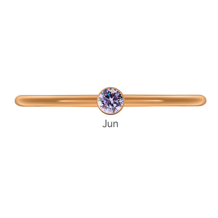 Olivenorma Birthstone Stacking Stainless Steel Thin Ring - 10 - Rose Gold - June-Alexandrite - image 24