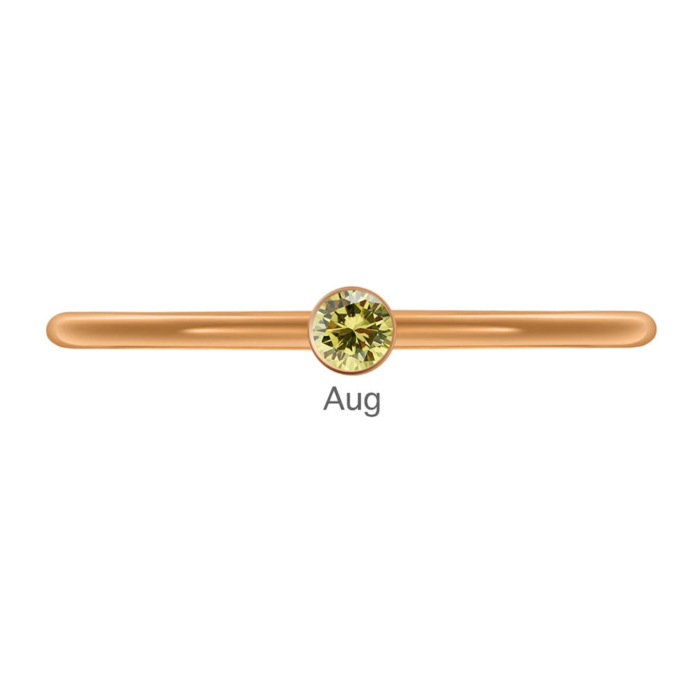 Olivenorma Birthstone Stacking Stainless Steel Thin Ring - 10 - Rose Gold - August-Peridot - image 32