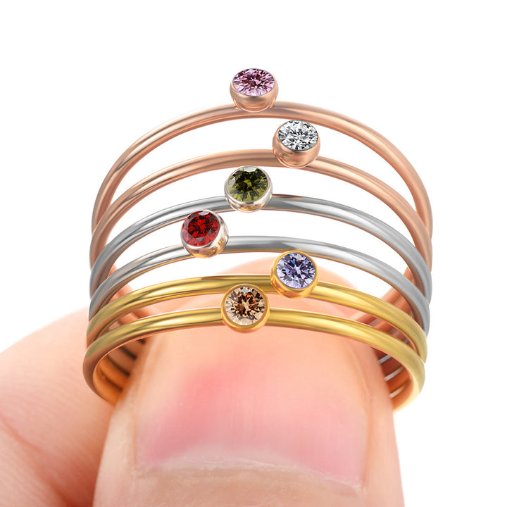 Olivenorma Birthstone Stacking Stainless Steel Thin Ring - image 53