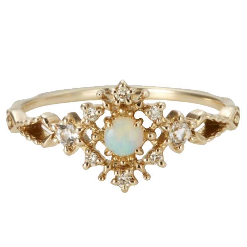 Olivenorma Inlaid Opal White Zircon Light Luxury Ring