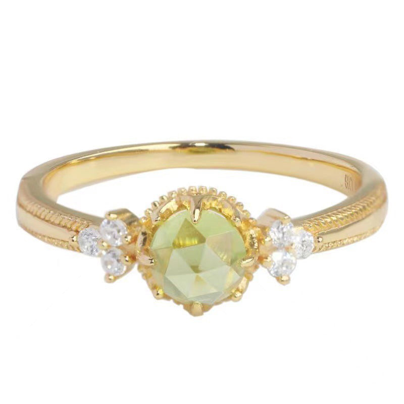 Olivenorma Natural Peridot Promise Engagement Ring